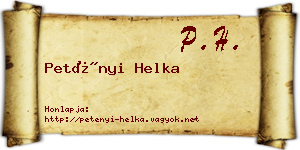 Petényi Helka névjegykártya